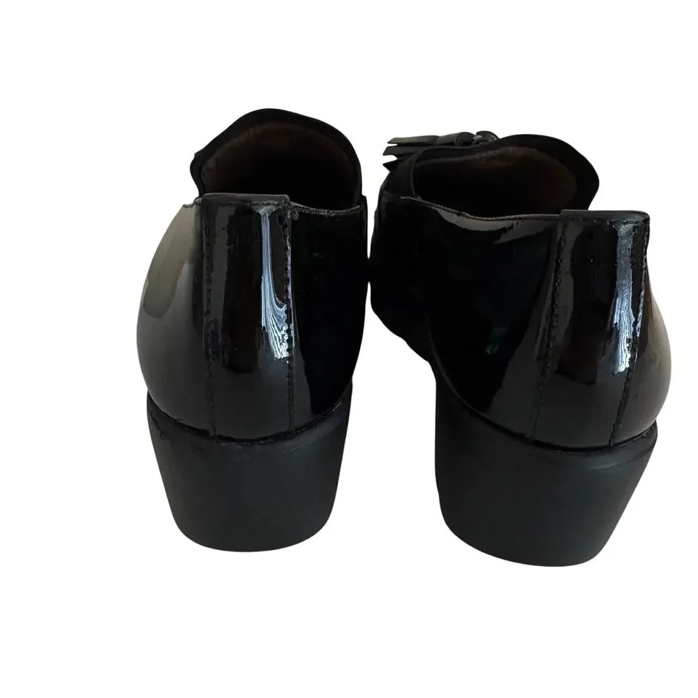 Wonders Spain Patent Leather Tasseled Wedge Loafers Slip On Preppy Academia